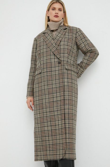 Вовняне пальто Herskind Wanda перехідне oversize колір барвистий