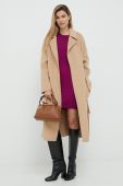 Вовняне пальто Silvian Heach колір бежевий перехідний oversize