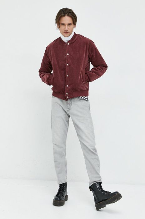 Куртка-бомбер Brixton чоловічий колір бордовий перехідна oversize