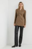 Піджак з домішкою вовни Herskind Lilith колір коричневий oversize однотонний