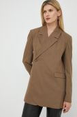 Піджак з домішкою вовни Herskind Lilith колір коричневий oversize однотонний