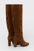 Замшеві чоботи Wojas жіночі колір коричневий каблук блок