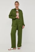 Штани Herskind жіночі колір зелений пряме висока посадка