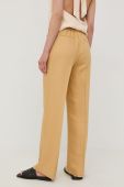 Штани з домішкою льону Herskind жіночі колір бежевий широке висока посадка