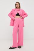 Штани Notes du Nord жіночі колір рожевий пряме висока посадка