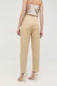 Вельветові штани Custommade Priva жіночі колір бежевий прямі висока посадка
