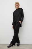 Штани Herskind жіночі колір чорний широкі висока посадка