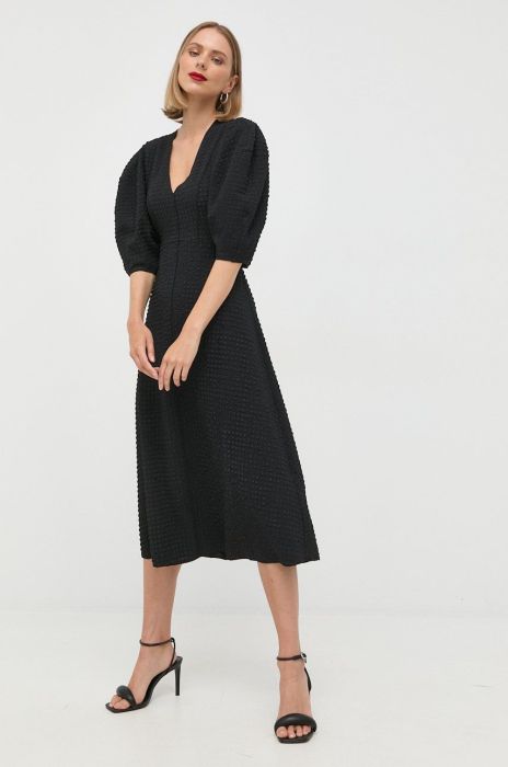 Сукня Notes du Nord колір чорний midi розкльошена (2475622)