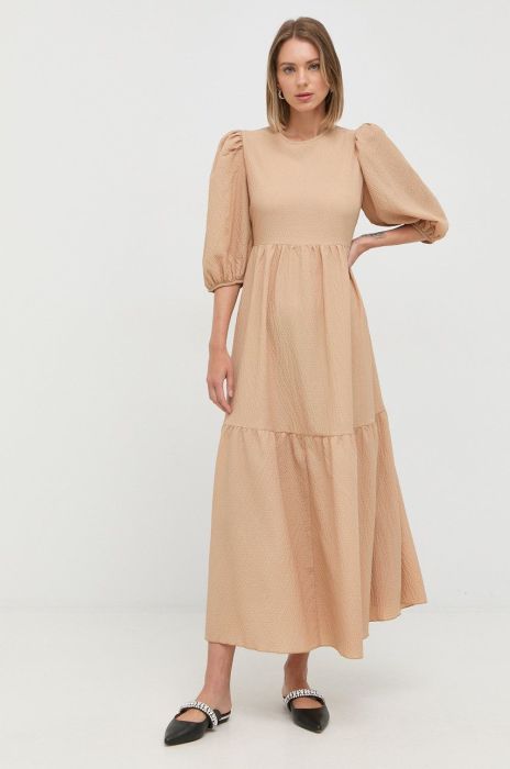 Сукня Notes du Nord колір бежевий maxi розкльошена