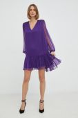Шовкова сукня Nissa колір фіолетовий mini пряма