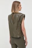 Шкіряна блузка Notes du Nord колір зелений