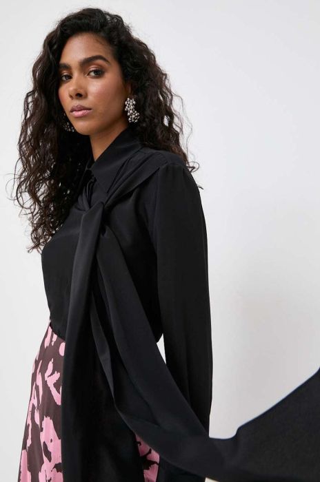 Шовкова сорочка Liviana Conti колір чорний regular класичний комір