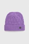 Шапка з домішкою вовни Blauer колір фіолетовий з товстого трикотажу