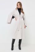 Пальто Silvian Heach жіночий колір бежевий перехідний