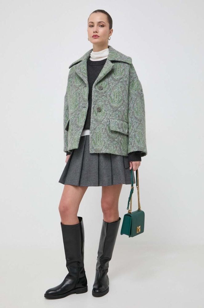 Вовняна куртка Beatrice B колір зелений перехідна oversize