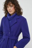 Пальто XT Studio жіночий колір синій перехідний двобортний