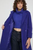 Пальто XT Studio жіночий колір синій перехідний двобортний