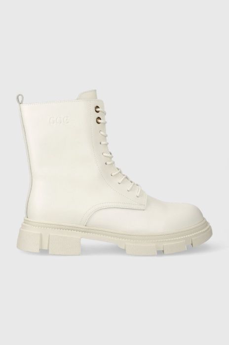 Шкіряні черевики GOE жіночі колір білий на платформі MM2N4025.BEIGE