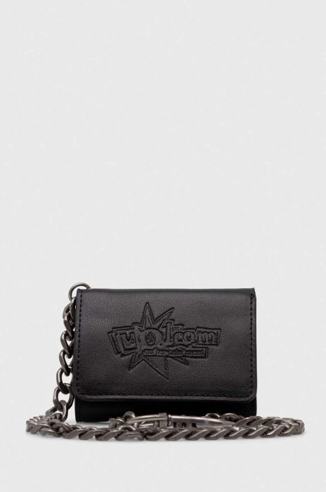 Шкіряний гаманець Volcom чоловічий колір чорний