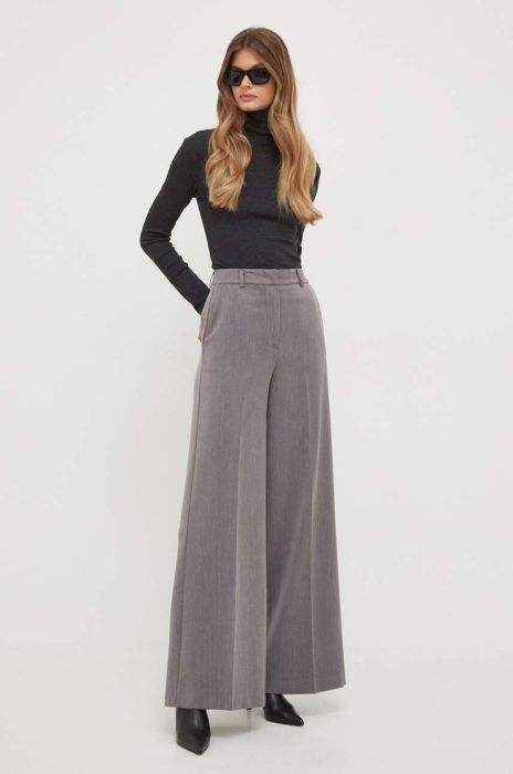 Штани Silvian Heach жіночі колір сірий кльош висока посадка