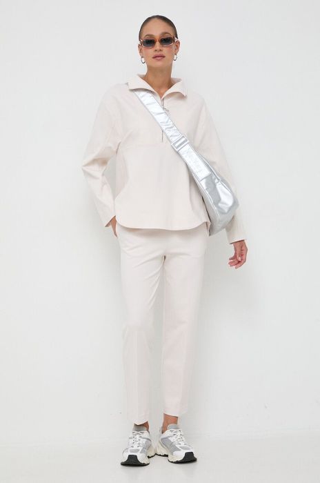 Штани Beatrice B жіночі колір бежевий пряме висока посадка