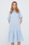 Льняна сукня Rich & Royal mini пряма колір блакитний