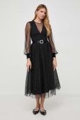 Сукня Nissa колір чорний midi розкльошена (3656068)
