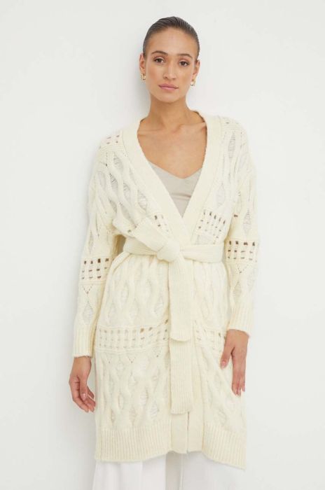 Кардиган з домішкою вовни Silvian Heach колір бежевий теплий